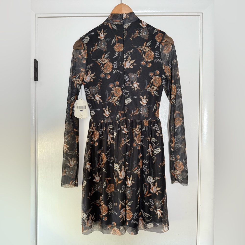 New! Altar'd State Diya Floral Mesh Mini Dress Black Rust White Size Medium - Picture 11 of 13